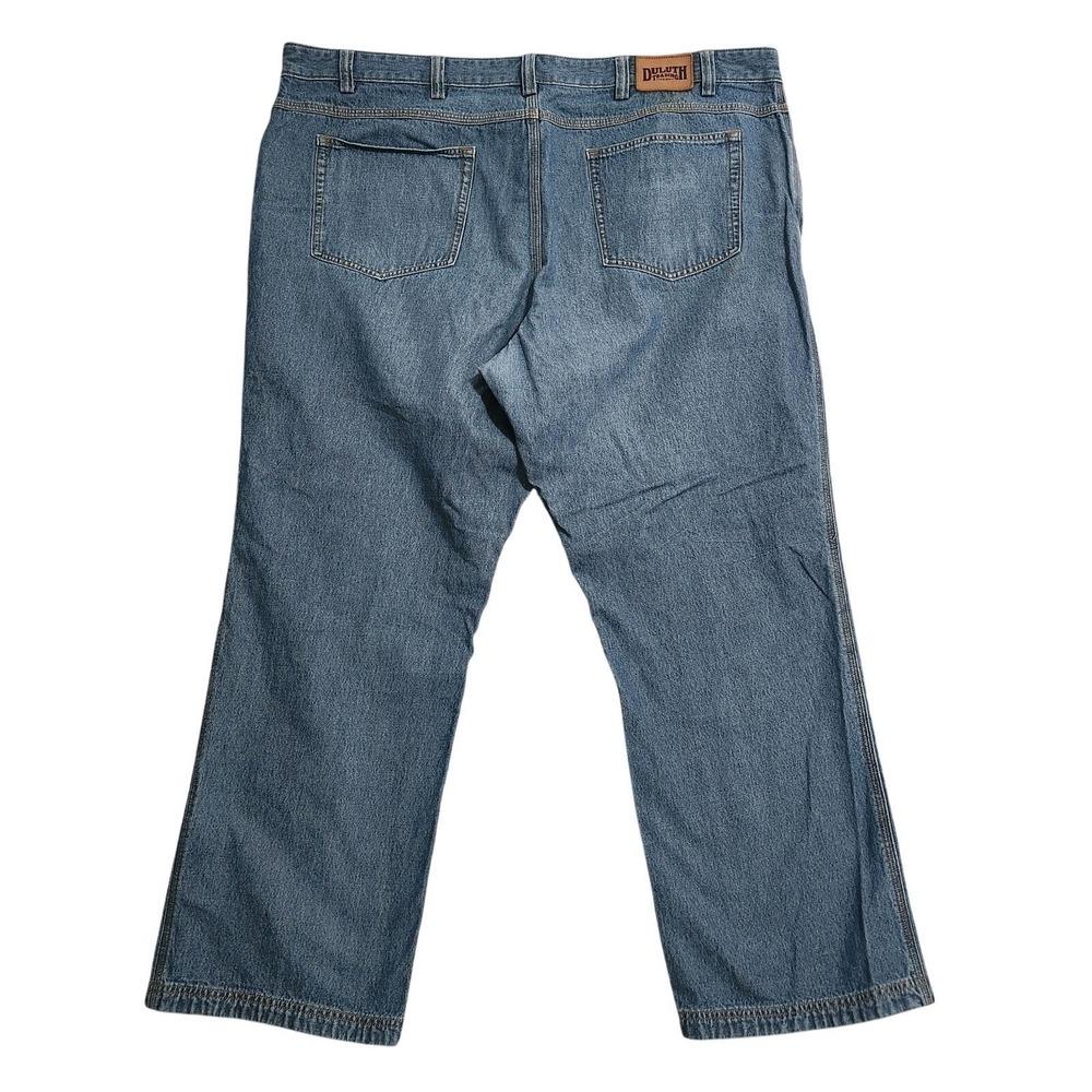 Duluth Trading Jeans Mens 48x32 Blue Straight Light Wash Denim Pockets Workwear